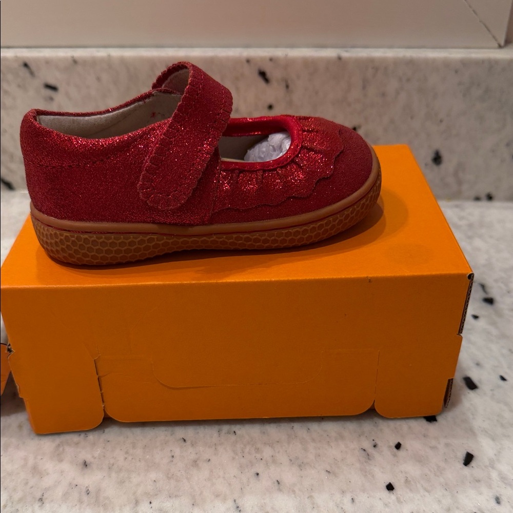 Livie & Luca Red Glitter Mary Jane with Ruffle